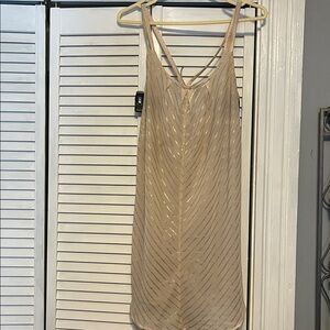 Mimi Chica Beige Dress with Gold Accents